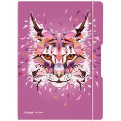 HERLITZ Notizheft flex Wild Animals Luchs A4 2 x 40 Blatt liniert und kariert lila