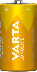 Zwei gelbe C-Batterien in einer Verpackung. Auf der Verpackung steht VARTA LONGLIFE.