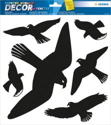 Schwarze Silhouetten von Vögeln in verschiedenen Flugpositionen. Selbstklebende Folie für Fenster.