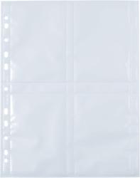 Transparente Sammelmappe mit vier Fächern. Löcher für Ordnerbindung. Glatte Oberfläche.