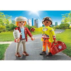 PLAYMOBIL® Sanitäterin mit Patient 6 Teile 71506