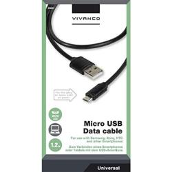 VIVANCO Verbindungskabel USB 2.0 Typ A auf Typ micro B 1,2 m schwarz