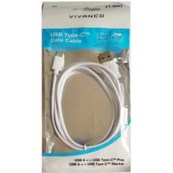 VIVANCO USB-Kabel 2.0 USB-A Stecker auf USB-C™ Stecker 1 m weiß