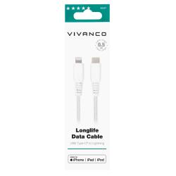 VIVANCO LongLife Daten- u. Ladekabel Lightning auf USB-Type-C™ 0,5 m weiß