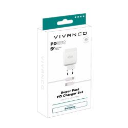 VIVANCO Schnellladegerät inkl. USB Type-C™ Kabel für Samsung 45W weiß