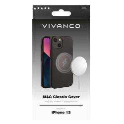 VIVANCO Mag Classic Cover für iPhone 13 unterstützt kabelloses Aufladen magnetisch schwarz