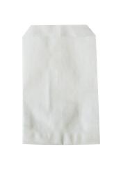 Weiße Papiertüte mit flachem Boden und offenen Oberseite. Keine Aufdrucke oder Muster sichtbar.