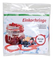 Zwei rote, runde Ringe aus flexiblem Material. Sie haben eine kleine Ausbuchtung an einer Stelle.