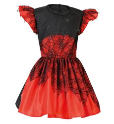 Kinderkostüm Spinnenhexe Größe 128 schwarz/rot
