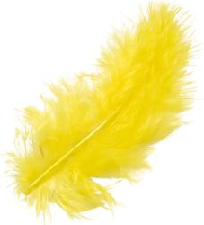 Gelbe Feder, flauschig und weich. Längliche Form, leuchtende Farbe.