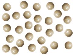 Eine Ansammlung von runden, beige-farbenen Kugeln. Gleichmäßig verteilt auf weißem Hintergrund.