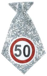 Mini-Krawatte - 50. Geburtstag, silber 