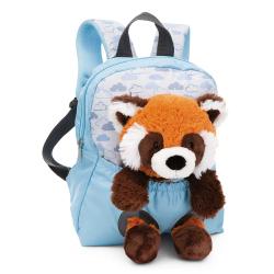 NICI Rucksack mit Plüschtier Roter Panda 21 x 26 cm hellblau 