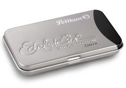 Metallbox mit dem Aufdruck Edelstein Ink Collection Onyx. Die Box hat eine glatte Oberfläche und abgerundete Ecken.