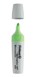 Grüner Textmarker mit einer breiten Spitze. Der Körper ist aus weißem Kunststoff und besteht zu 80 Prozent aus recyceltem Material.