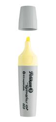 Gelber Textmarker mit abnehmbarem grauem Deckel. Der Körper ist aus recyceltem Kunststoff.