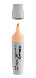 Ein Textmarker in hellorange mit abnehmbarem Deckel. Der Körper ist aus recyceltem Kunststoff.