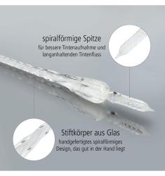 ONLINE Kalligrafie-Set Glas-Federkiel inkl. Tintenglas 