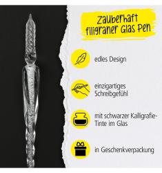 ONLINE Kalligrafie-Set Glas-Federkiel inkl. Tintenglas 