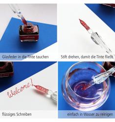 ONLINE Kalligrafie-Set Glas-Federkiel inkl. Tintenglas 