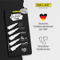 ONLINE White Lettering Set mit Acryl Marker, Fineliner und Brushpen 5 Stifte