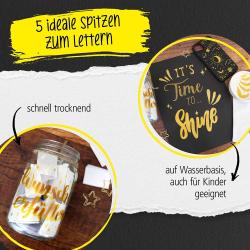 ONLINE Gold Lettering Set mit Acryl Marker, Fineliner und Brushpen 5 Stifte