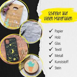 ONLINE Gold Lettering Set mit Acryl Marker, Fineliner und Brushpen 5 Stifte