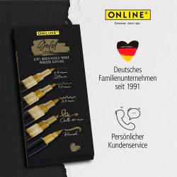 ONLINE Gold Lettering Set mit Acryl Marker, Fineliner und Brushpen 5 Stifte