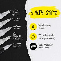 ONLINE Silver Lettering Set mit Acryl Marker, Fineliner und Brushpen 5 Stifte