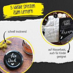 ONLINE Silver Lettering Set mit Acryl Marker, Fineliner und Brushpen 5 Stifte