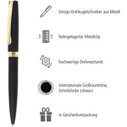 ONLINE Schreib-Set Eleganza mit Kugelschreiber, Füllhalter und Echt-Lederetui classic schwarz