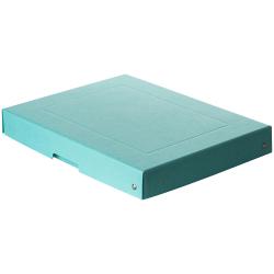 Türkisfarbene Box, flach und rechteckig. Material wirkt stabil. Keine auffälligen Muster oder Verzierungen.