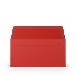 Transparente Hülle in zwei Farben: rosa und rot. Oben das Logo 'Rössler'. Größe DL 110 x 220 mm. Für Kopien geeignet.