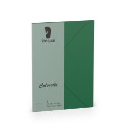 Grünes Kuvert mit grauem oberen Teil. Logo von Rössler oben links. C6 Format, 114 x 162 mm. Für Kopierer, Laser und Inkjet geeignet.
