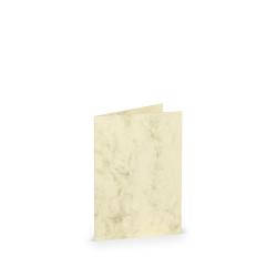 Notizbuch mit dem Titel 'Coloretti'. Beige Farbe, marmorierte Oberfläche. Logo von Rössler oben. Format A5, 74 x 105 mm.