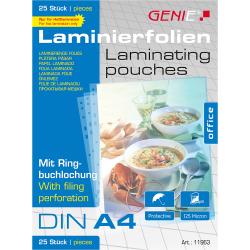 GENIE Laminierfolie A4 125 mµ 25 Stück mit Ringbuchlochung