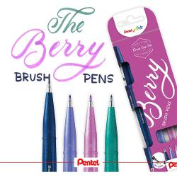 PENTEL Faserschreiber SES15B-4 Brush Sign Pen Berry Colors Set 4 Farben