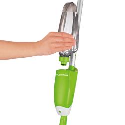 Grüner Wischmopp mit einem langen, verstellbaren Griff. Der Mop hat eine rechteckige Reinigungsfläche.