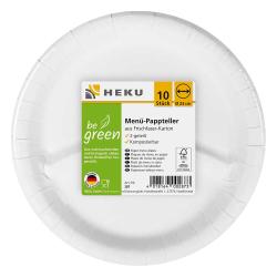 HEKU Menü-Pappteller Be green 2-geteilt 23 cm 10 Stück weiß