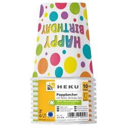 HEKU Pappbecher Birthday Dots 250 ml 10 Stück bunt