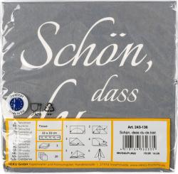 Servietten Schön, dass du da bist 33 x 33 cm 20 Stück grau
