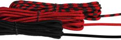Paket mit zwei Paar Paracord-Schnürsenkeln. Farben: rot-schwarz kariert und schwarz.