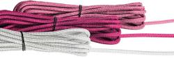 Zwei Paracord-Schnüre in pink und silber. Verpackt in einer transparenten Box.
