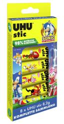 Packung mit 8 UHU Klebestiften. Abgebildete Charaktere aus Sonic the Hedgehog.