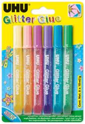 UHU Glitter Glue - Shiny Colours, 6 x 10ml 