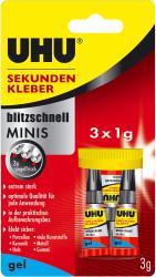 UHU Mini-Sekundenkleber-Gel blitzschnell 3 x 1 g