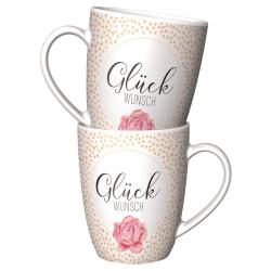 Tasse Glückwunsch 250 ml weiß/orange gepunktet 1 Stück