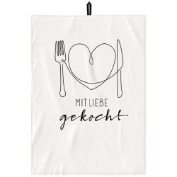 Geschirrtuch Mit Liebe gekocht 50 x 70 cm Queen Simple Kitchen weiß