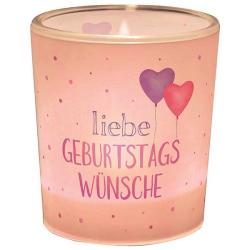 Teelichthalter Liebe Geburtstagswünsche rosa