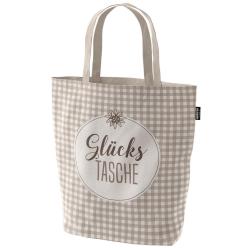 Shopper Glückstasche 30 x 14 x 42 cm braun/weiß